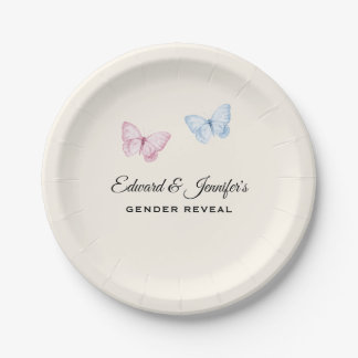 Plato De Papel Baby Gender Reveal Butterflies 7-in 