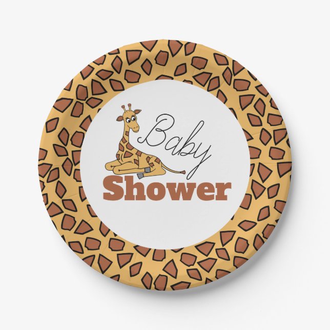 Plato De Papel Baby Giraffe, Baby Shower (Anverso)