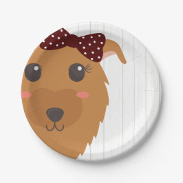 Plato De Papel Baby Girl Dog Maroon Baby Shower
