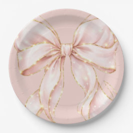 Plato De Papel Baby Girl Pink Bow Baby Shower Invitation