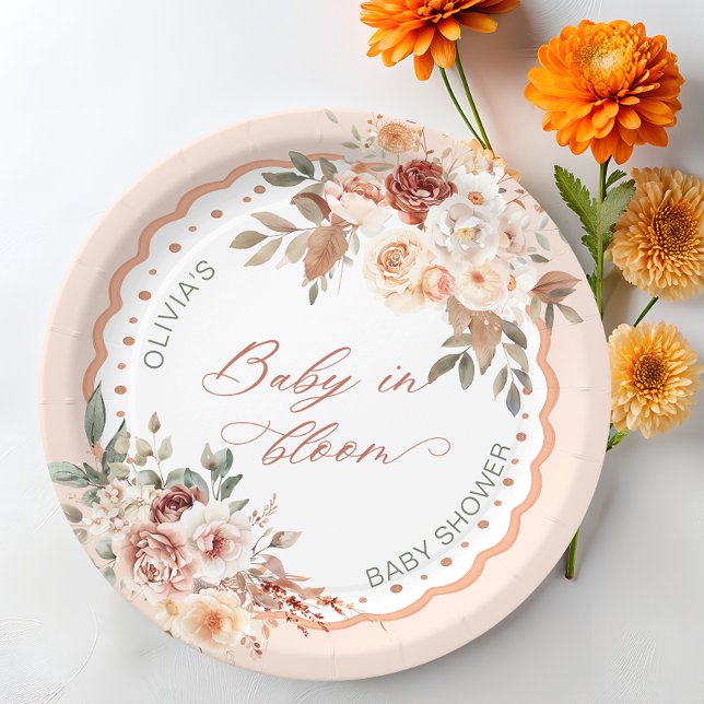 Plato De Papel Baby in Bloom Boho Floral Baby Shower (Subido por el creador)
