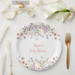 Plato De Papel Baby In Bloom Boho Wildflower Baby Shower
