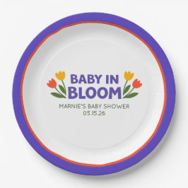 Plato De Papel Baby in Bloom Bold Colorful Tulip Chic Baby Shower