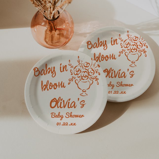 Plato De Papel Baby In Bloom Hand Drake Floral Baby Shower (Subido por el creador)