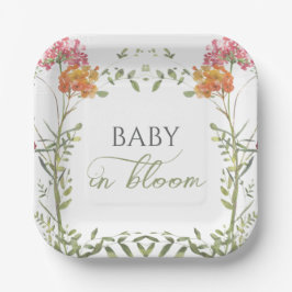 Plato De Papel Baby in Bloom Meadow Flowers Watercolor