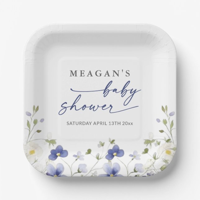 Plato De Papel Baby In Bloom Spring Wildflowers Baby Shower (Anverso)