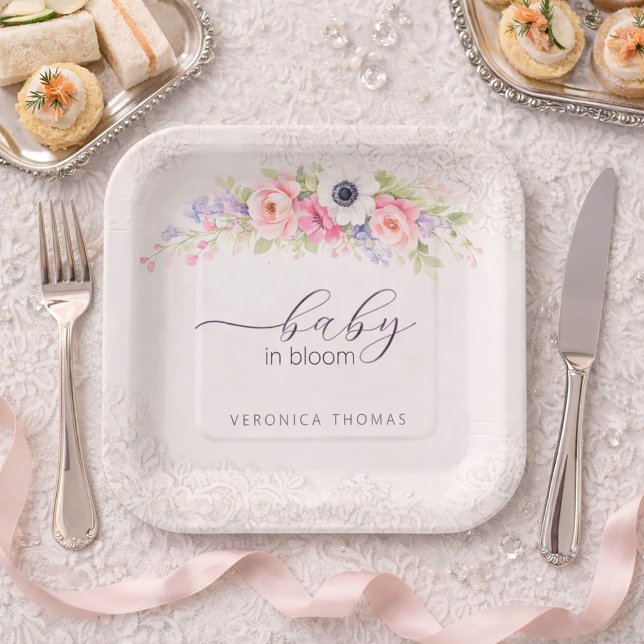 Plato De Papel Baby in Bloom Sweet Floral Baby Shower (Subido por el creador)