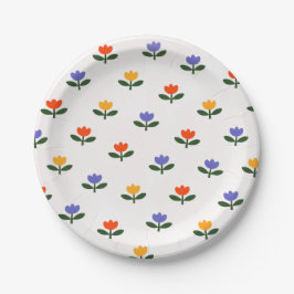 Plato De Papel Baby in Bloom Tulip Trendy Modern Baby Shower