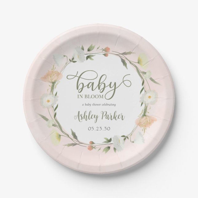 Plato De Papel Baby In Bloom Wildflower Baby Shower (Anverso)