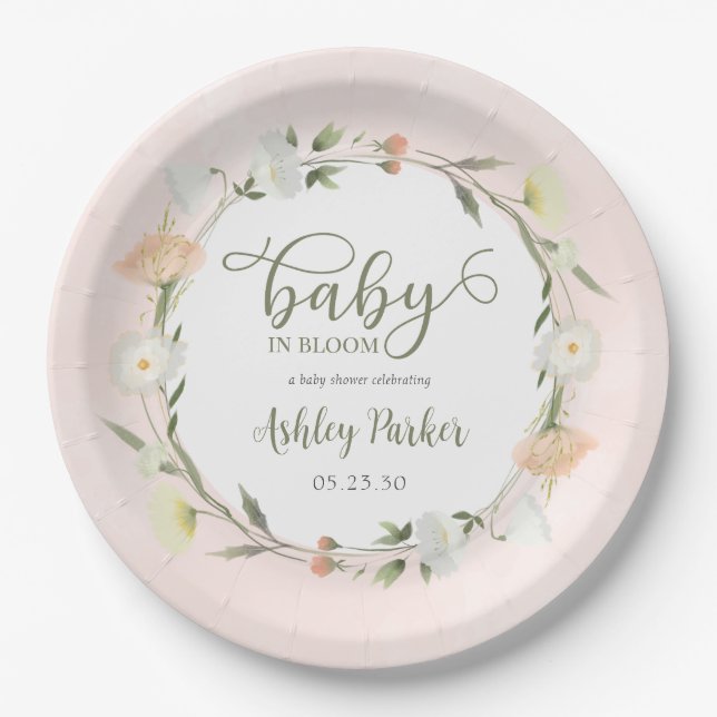 Plato De Papel Baby In Bloom Wildflower Baby Shower (Anverso)