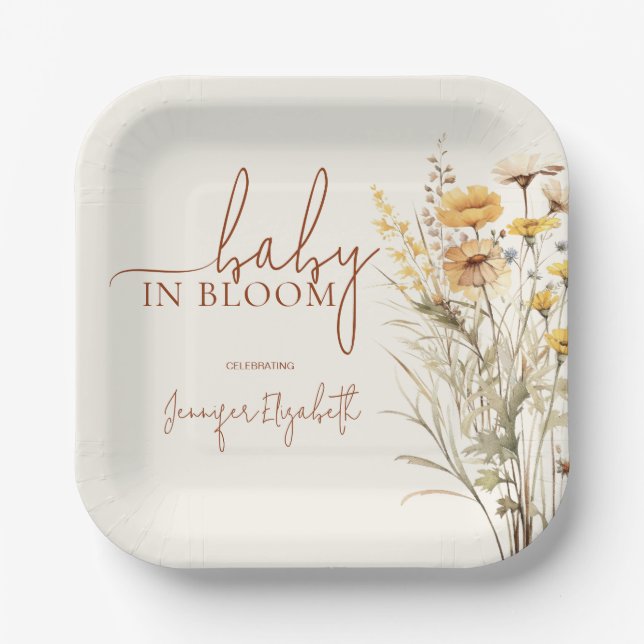 Plato De Papel Baby in Bloom Wildflower Baby Shower (Anverso)