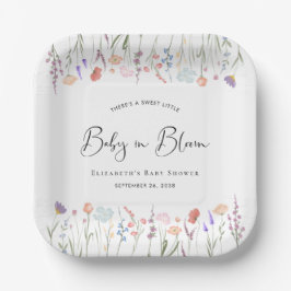 Plato De Papel Baby in Bloom Wildflower Watercolor Baby Shower