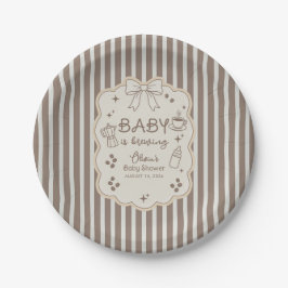 Plato De Papel Baby is Brewing Latte Babyccino Coffee Baby Shower