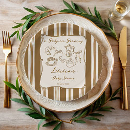 Plato De Papel Baby is brewing retro stripes coffee baby shower 