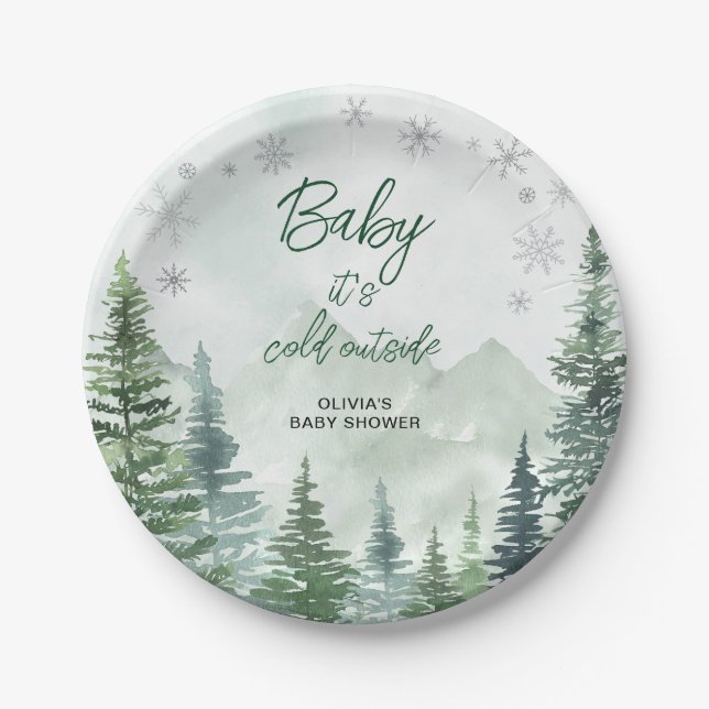 Plato De Papel Baby it's Cold Outside Baby Shower (Anverso)