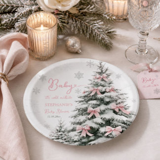 Plato De Papel Baby It's Cold Outside Winter Girl Baby Shower