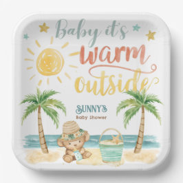 Plato De Papel Baby It's Warm Outside Beach Baby Shower