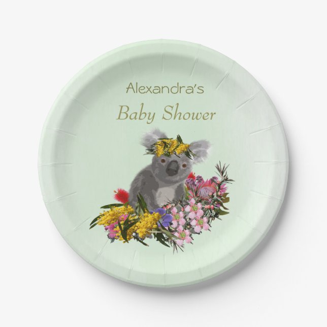 Plato De Papel Baby Koala Wildflower Green (Anverso)