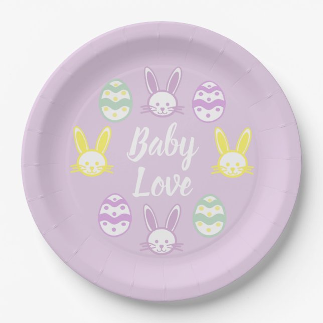 Plato De Papel Baby Love Easter Baby Shower (Anverso)