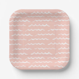 Plato De Papel Baby on Board Pink Surf Baby Shower