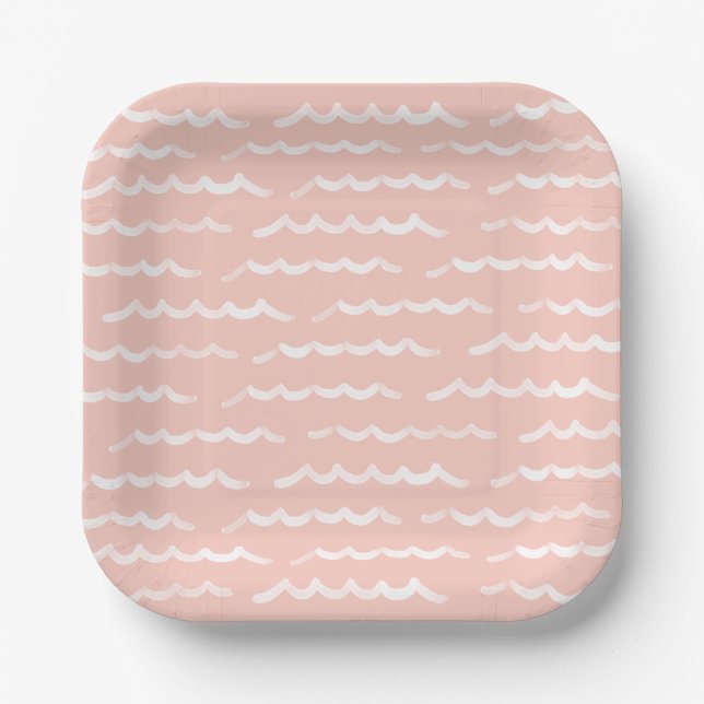 Plato De Papel Baby on Board Pink Surf Baby Shower (Anverso)