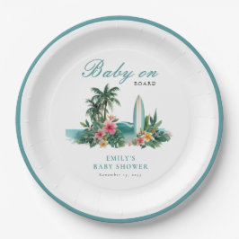 Plato De Papel Baby On Board Surf Beach Baby Shower