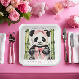 Plato De Papel Baby Panda Bear Bearly Wait Chicas Baby Shower