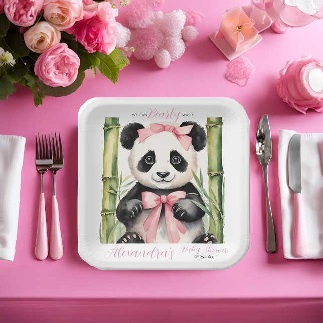 Plato De Papel Baby Panda Bear Bearly Wait Chicas Baby Shower (Subido por el creador)