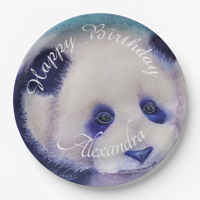 Plato De Papel Baby Panda Bear Happy Birday (Anverso)