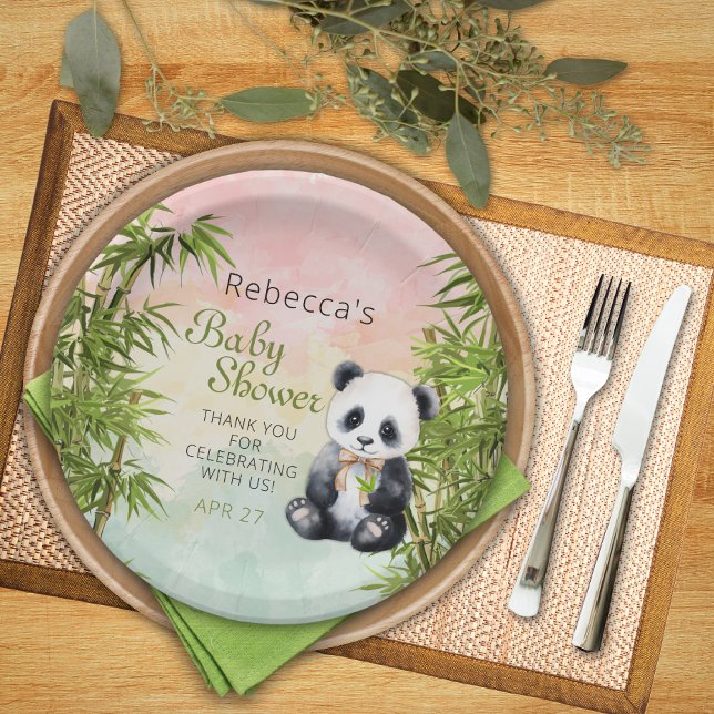 Plato De Papel Baby Panda Gender Neutral Baby Shower (Subido por el creador)