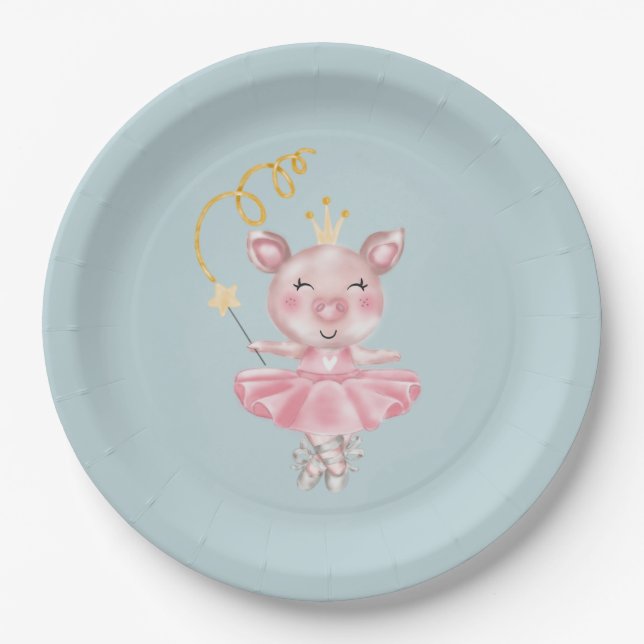 Plato De Papel Baby Piggy Ballerina (Anverso)