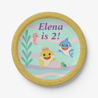 Plato De Papel Baby Shark Birthday Party Plates