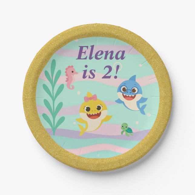 Plato De Papel Baby Shark Birthday Party Plates (Anverso)