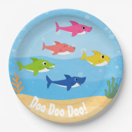 Plato De Papel Baby Shark Dinner Plates