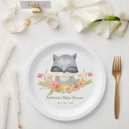 Plato De Papel Baby Shower Adorable Cute Baby Raccoon