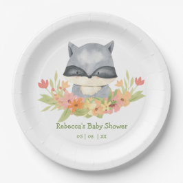 Plato De Papel Baby Shower Adorable Cute Baby Raccoon