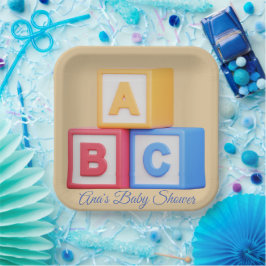 Plato De Papel Baby Shower - Alphabet Blocks Luncheon