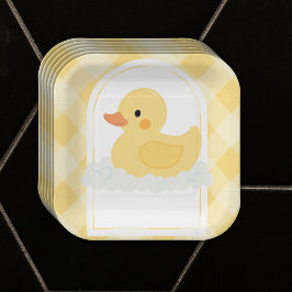 Plato De Papel Baby Shower amarillo moderno de goma dudoso