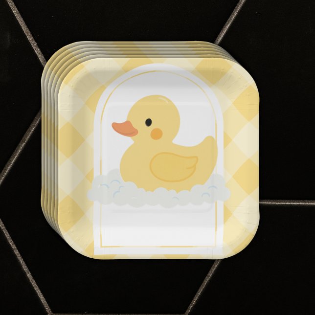 Plato De Papel Baby Shower amarillo moderno de goma dudoso (Subido por el creador)