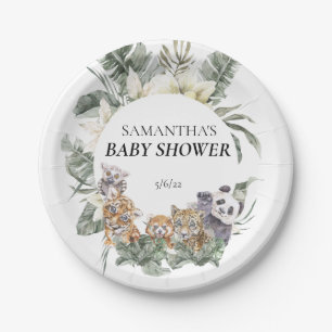 Plato De Papel Baby Shower Animales Tropicales de la Jungla