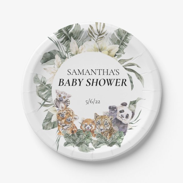 Plato De Papel  Baby Shower Animales Tropicales de la Jungla   (Anverso)