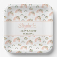 Baby Shower arcoiris rosa floral