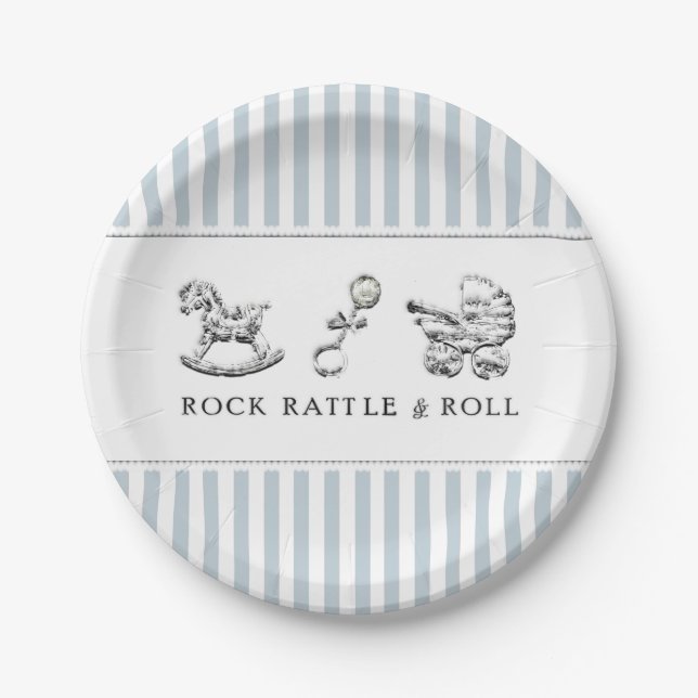 Plato De Papel Baby Shower azul (Anverso)