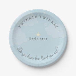 Plato De Papel Baby Shower azul cielo de Estrella Pequeña
