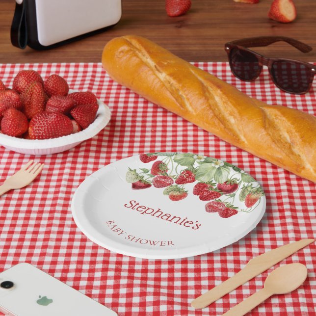 Plato De Papel Baby Shower Berry Sweet moderno (Picnic)
