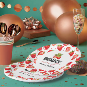 Plato De Papel Baby Shower Berry Sweet Strawberries