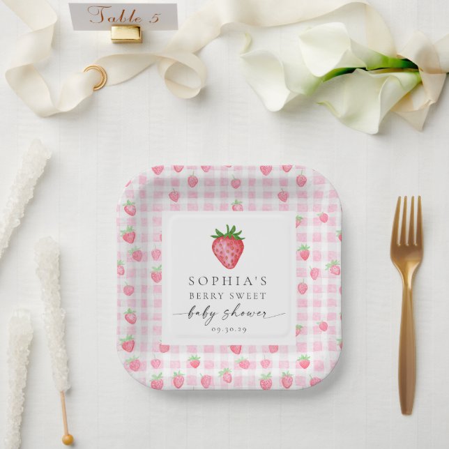 Plato De Papel Baby Shower Berry Sweet Strawberry (Boda)