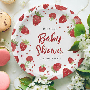 Plato De Papel Baby Shower Berry Sweet Strawberry
