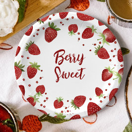 Plato De Papel Baby Shower Berry Sweet Strawberry