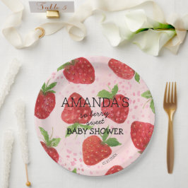 Plato De Papel Baby Shower Berry Sweet Strawberry